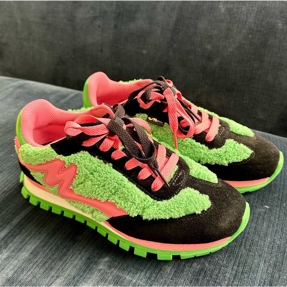 Marc Jacobs The Teddy Jogger Sneakers Green Pink Size 8 US 38 EU Excellent